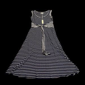 NEW NWT Max Studio Women's Maxi Dress Sleeveless Stretch XS Blue Striped Navy